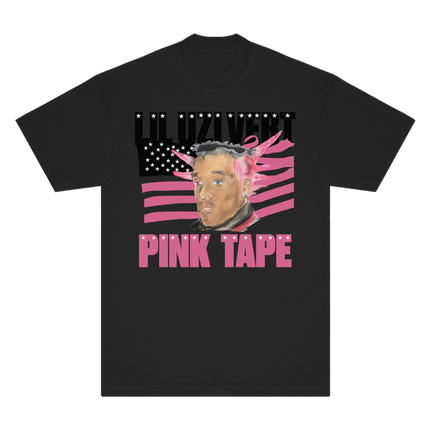 Lil Uzi Vert Pink Tape Black Portrait T-Shirt