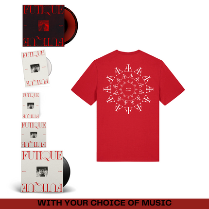Futique Red T-shirt with choice of music and Signed Artcard bundle | Biffy Clyro