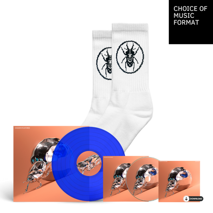 Golden Features Sisyphus + White Stag Beetle Socks