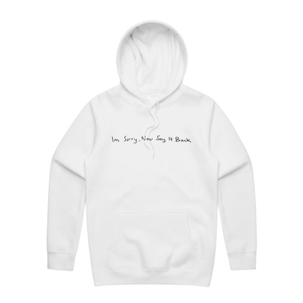 I’m Sorry, Now Say It Back White Hoodie | Thelma Plum