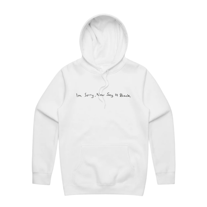 I’m Sorry, Now Say It Back White Hoodie | Thelma Plum